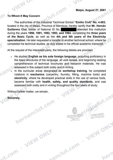Certificate of Studies – Electrical Technician
