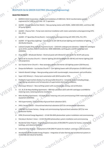 Selected Projects – ACATUCIS SA & Green Electric (p.1)